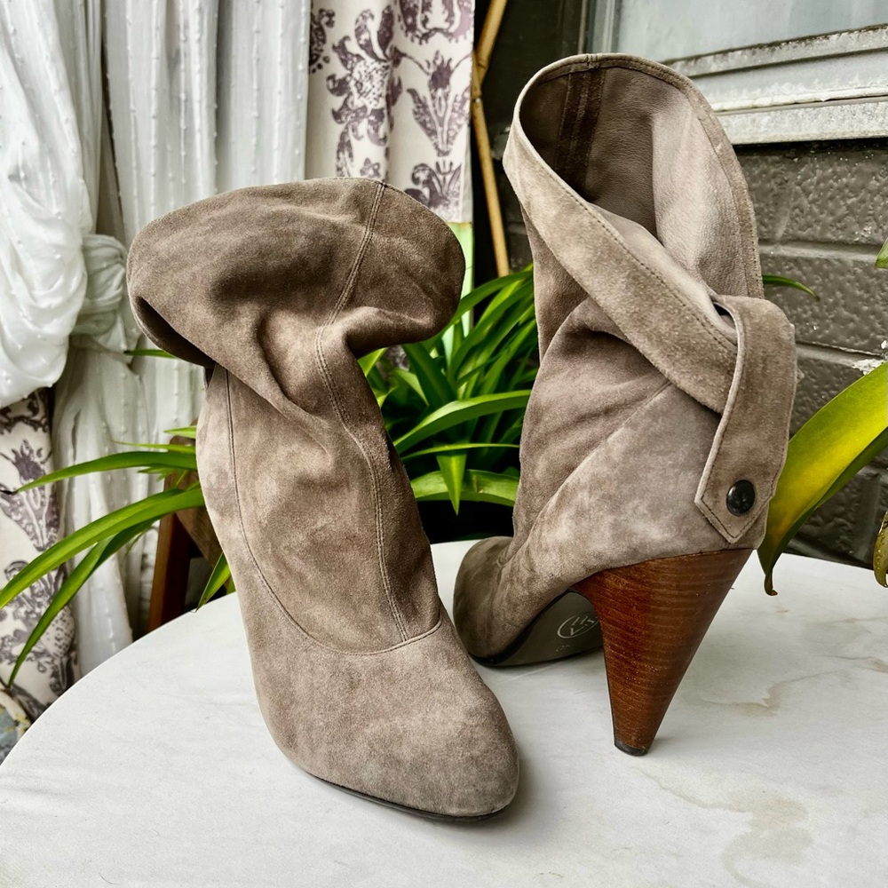 Ash Taupe Suede Heeled Boots